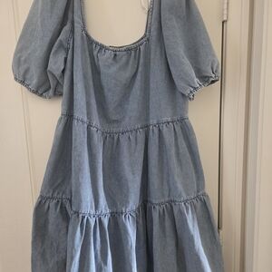 City Chic Womens Light Blue Denim Dress